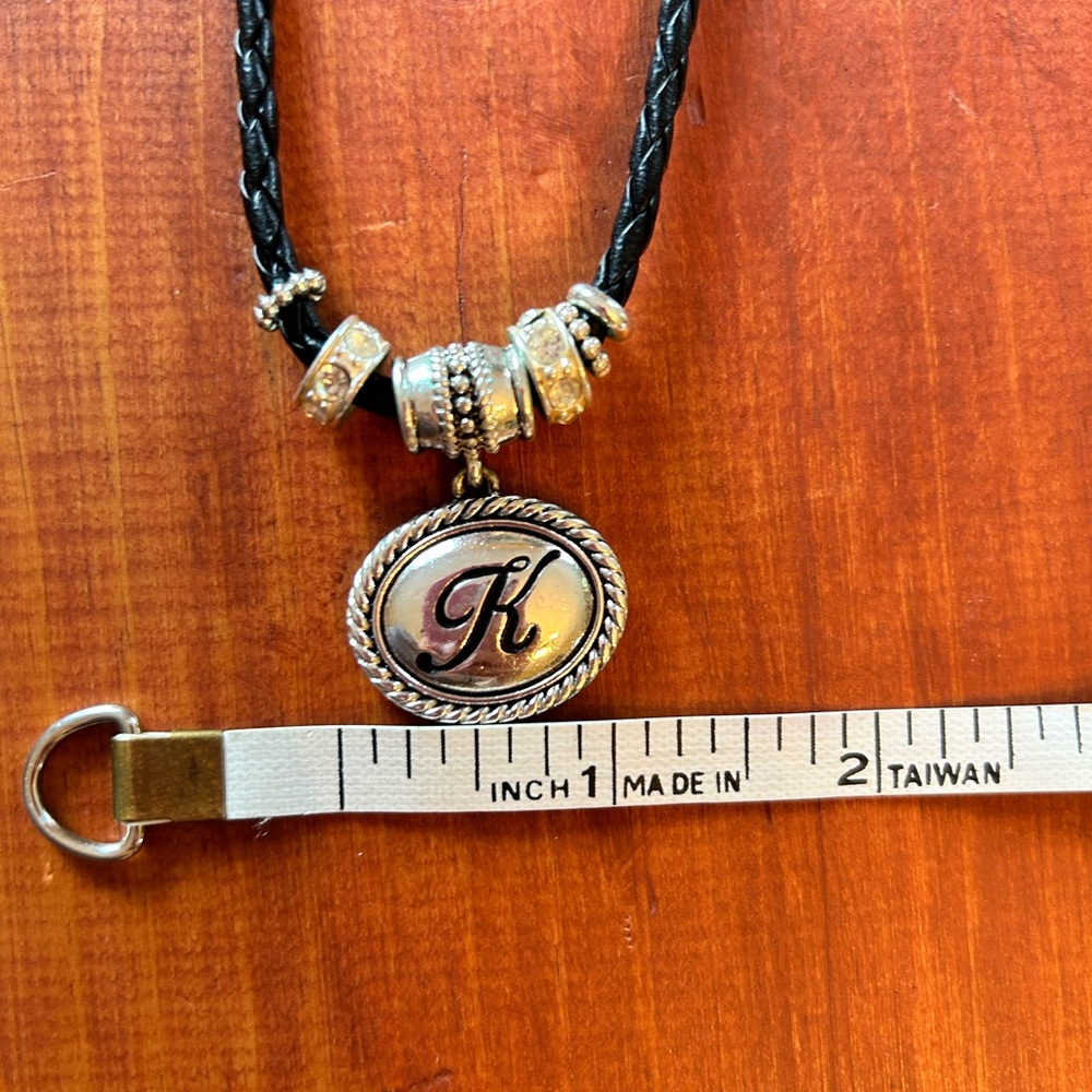 Napier leather braided cord initial necklace - Picture 3 of 6